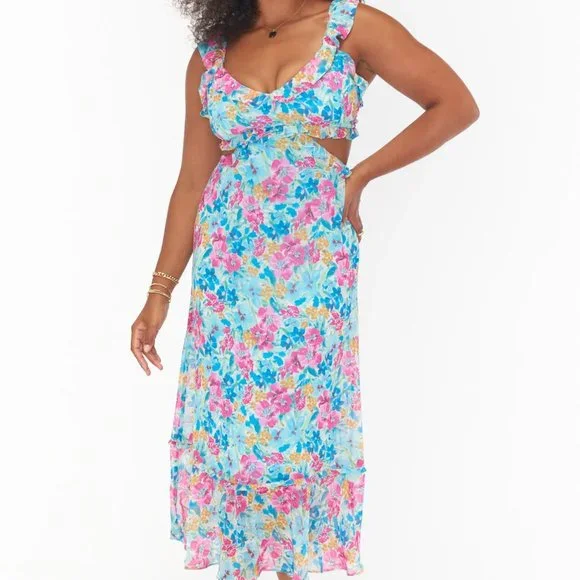show me your mumu blue floral dress Nina Maxi Dress, in Cottage Floral Blue | Show Me Your Mumu main image 0